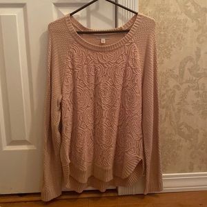 Dress Barn Women’s 1X Light Pink Sweater with Flower Pattern